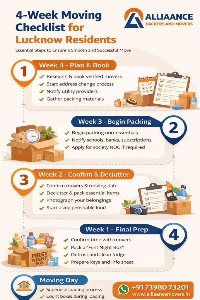 4-week moving checklist