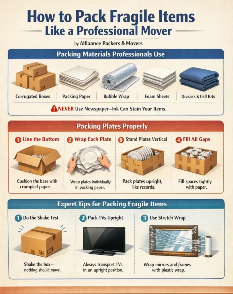 How to pack fragile items infographic