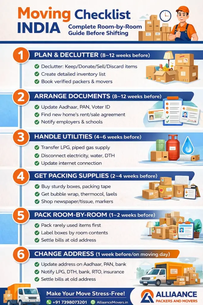 Moving checklist guide for India Infographic